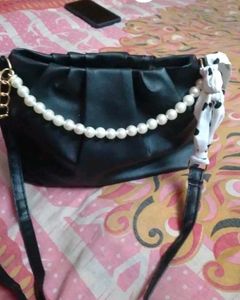 Chic Black Ruched Handbag