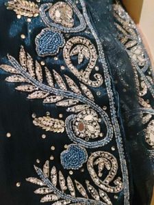 morpankhi colour Saree with blause hand work silve