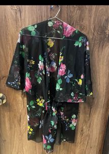 Floral Print Sheer Kimono