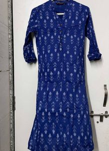 Blue Printed Cotton Kurta