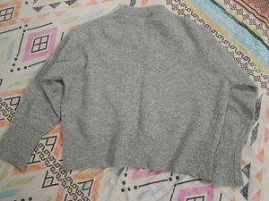 Cozy Grey V-Neck Knit Sweater