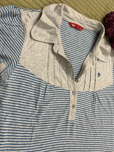 Striped Polo Shirt with Collar