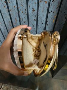 Elegant Beaded Handle Clutch Bag