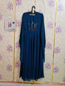 Elegant Teal Blue Embellished Gown