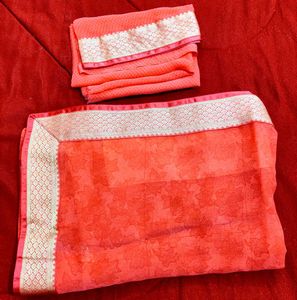 Brand New Red Saree with Golden Border