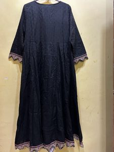 Neerus Embroidery Black Anarkali Kurta Set Size XL