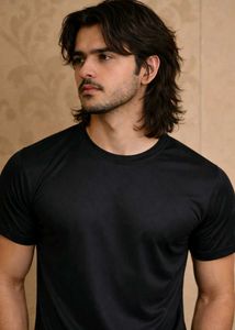 Black Sports Dry Fit Graphic Tee for Men