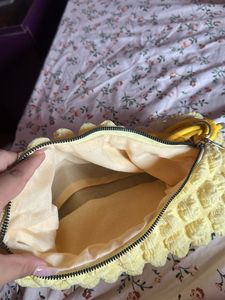 Chic Yellow Textured Shoulder Bag