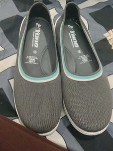 Comfortable Grey Knit Ballerina Flats