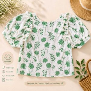 🌿 Floral Grace Sheer Puff Sleeve Top ✨
