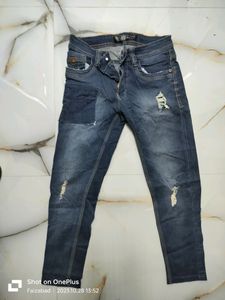 Mens Blue Damage Jeans