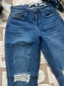 Stylish Ripped Blue Denim Jeans