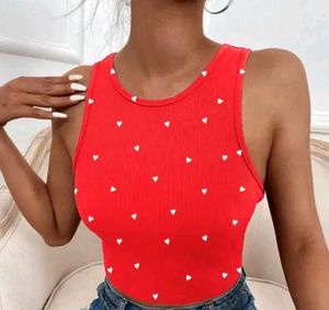 Red Heart Print tank top