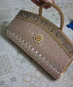 Elegant Champagne Gold Evening Handbag