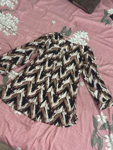 Stylish Brown &amp; White Print Top
