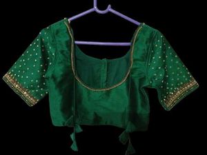 Embroidered Green Silk Blouse
