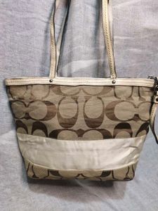 coded vintage Coach Signature stripe Tote