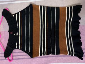 Striped Ruffle Knit Top
