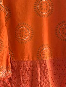 Vibrant Orange Embroidered Kurta