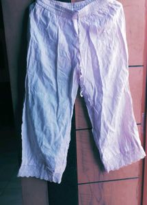 White Cotton Palazzo Pants with Lace Trim