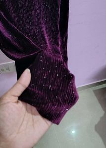 Velvet purple off shoulder dress