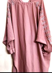 Embroidered Abaya - Pink