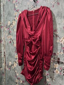 Elegant Red Satin Dress