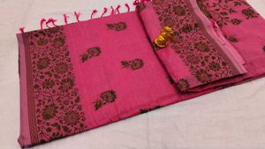 Pink Saree with Floral Print