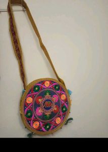 Boho Round Embroidered Sling Bag
