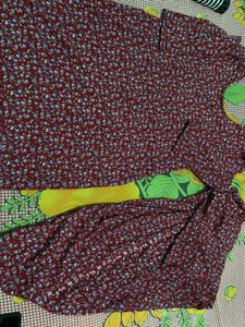 Maroon Floral Print Kurta set
