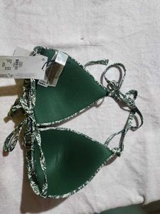 Green Floral Print Bikini Top