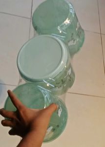 joyo set of 3 Green Floral Storage Containers