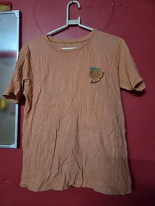 Cute Peach Embroidered T-Shirt