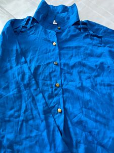 Teal blue high low shirt