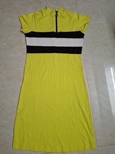 Bodycon casual Dress- yellow and stripped