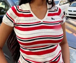 y2k polo fitted Striped top