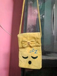 Cute Yellow Sleepy Face Pouch Bag