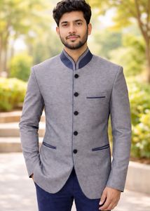 Men's Grey Bandh gala Jacket/ coat