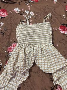 Checkered Crinkle Top with Tie-Up Detail