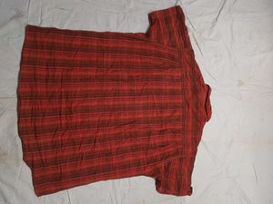 5XL Men's Red Plaid Short Sleeve Shirt