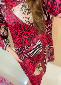 Red Animal Print Dress- Size XL