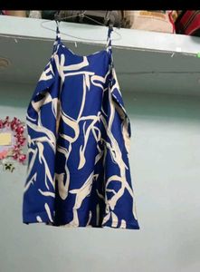 Stylish Blue Abstract Print Camisole Dress