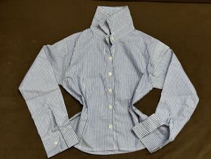 classic blue Striped Button-Up Shirt