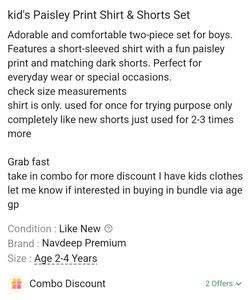 Paisley Print Shirt &amp; Shorts Set for Boys
