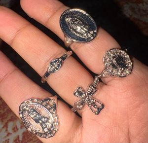 Set of 5 Gothic Cross Rings
