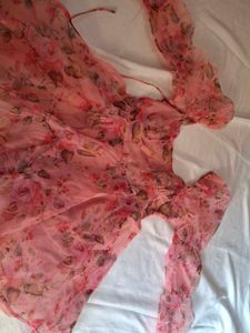 Pink Floral Chiffon Dress