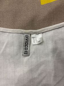 White Ribbed Design Cropped T-Shirt