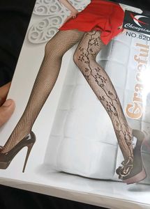 Floral Pattern Fishnet Stockings