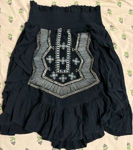 Bohemian Embroidered Mini Skirt