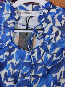 Chic Blue Floral Midi Dress